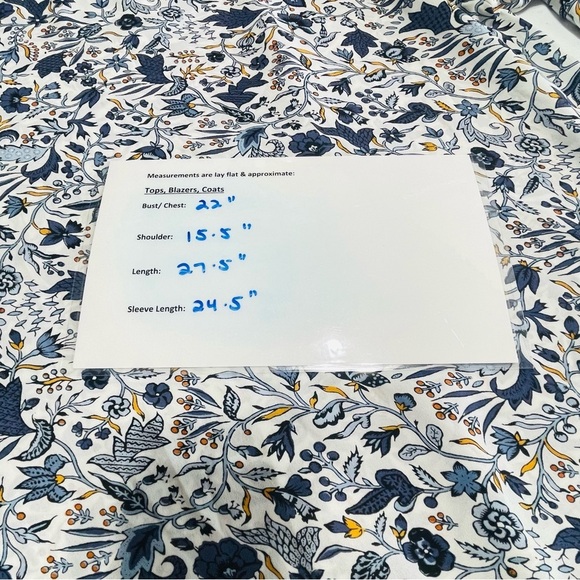 Loft Floral Vine Shirttail Blouse, Blue & Yellow floral top, size L - Picture 9 of 13